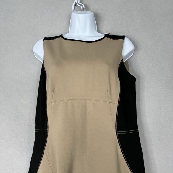 Ann Taylor Womens Dress 8 Tan Colorblock Ponte Knit Slimming Career Old Money - Picture 2 of 13
